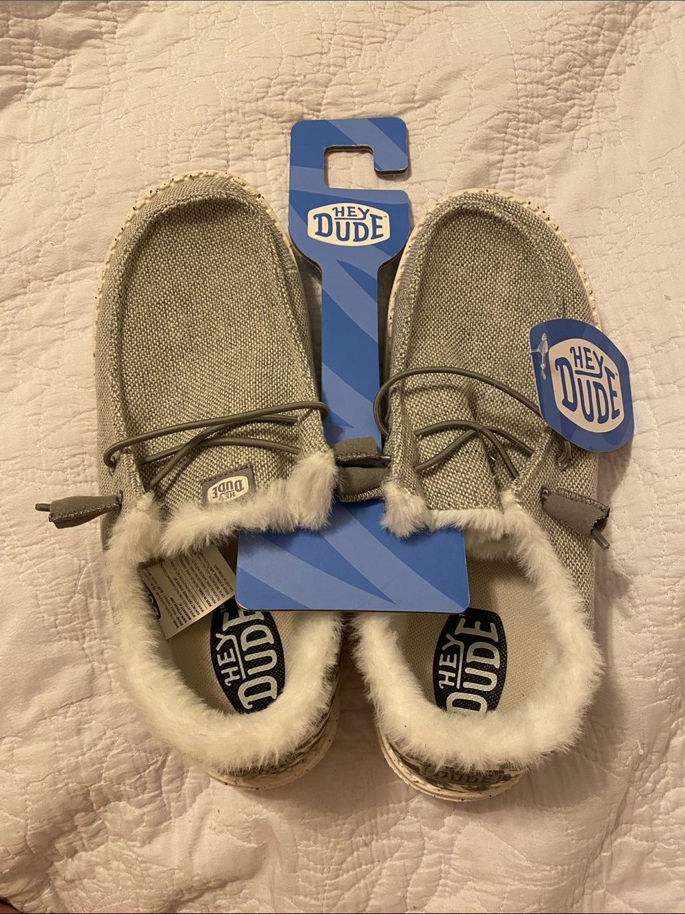 Women’s Hey Dude “Wendy Funk Wool” Shoes in Light Gray